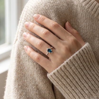 Blue Teardrop Ring - sterling silver gemstone ring - Kynd Co.