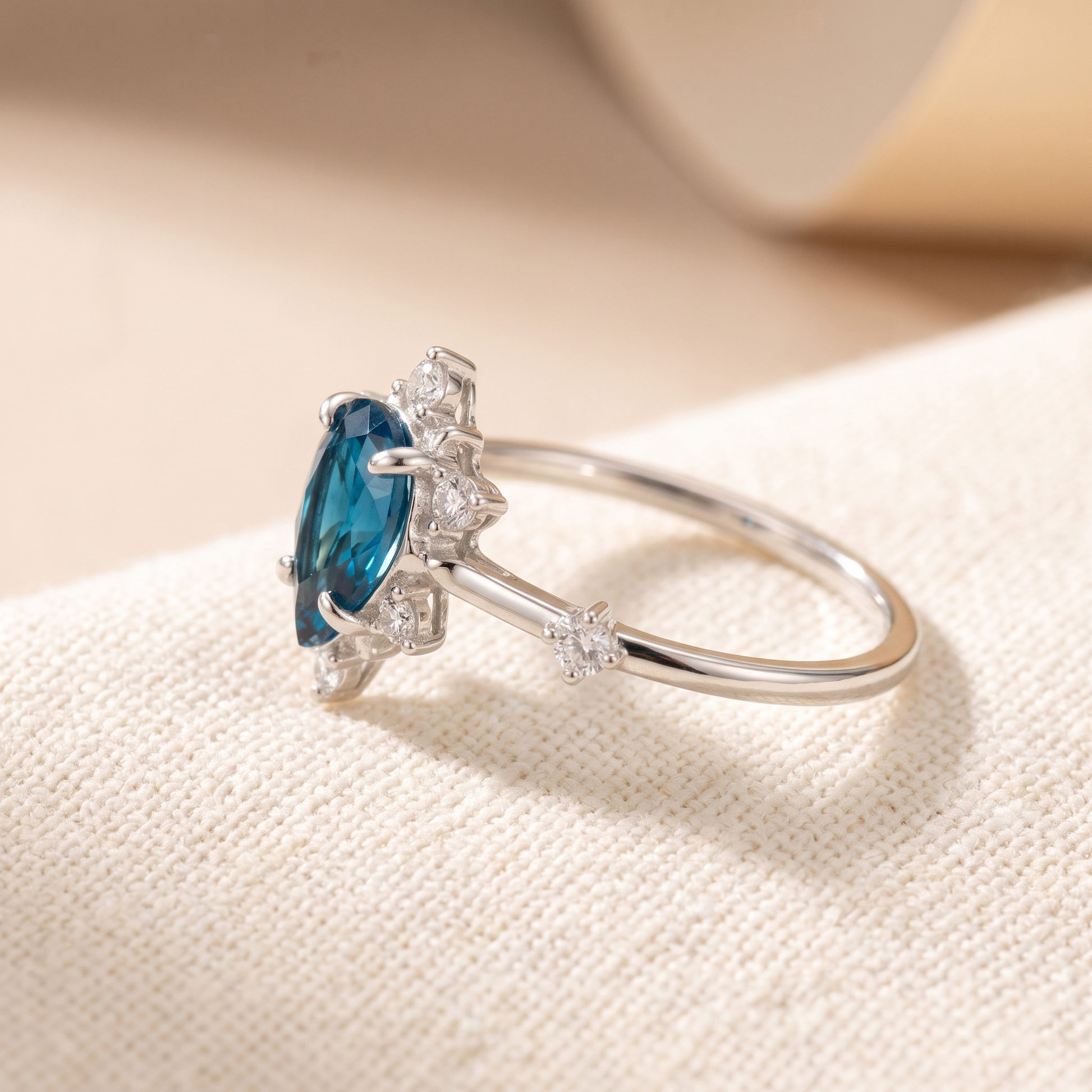 Blue Teardrop Ring - sterling silver gemstone ring - Kynd Co.