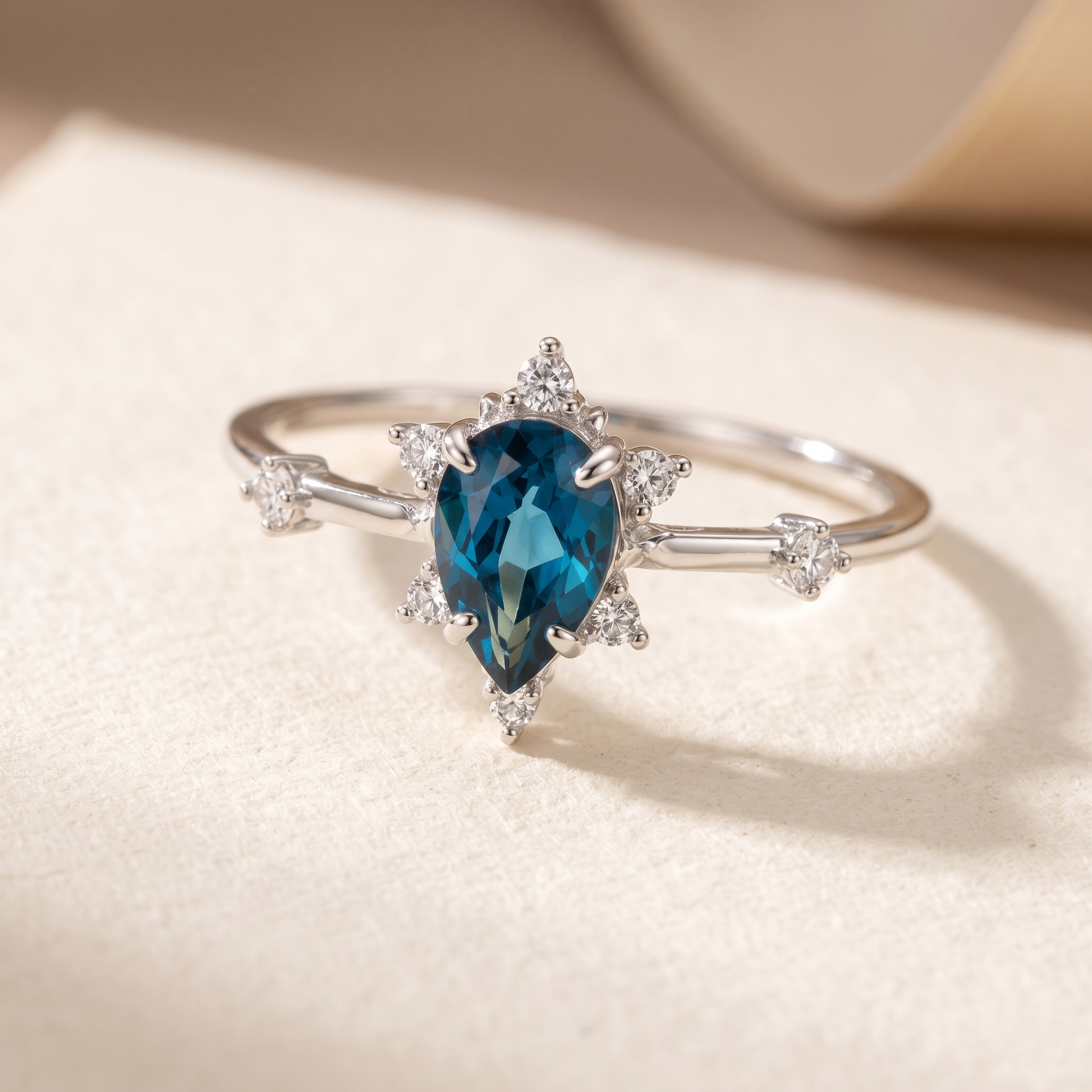 Blue Teardrop Ring - sterling silver gemstone ring - Kynd Co.