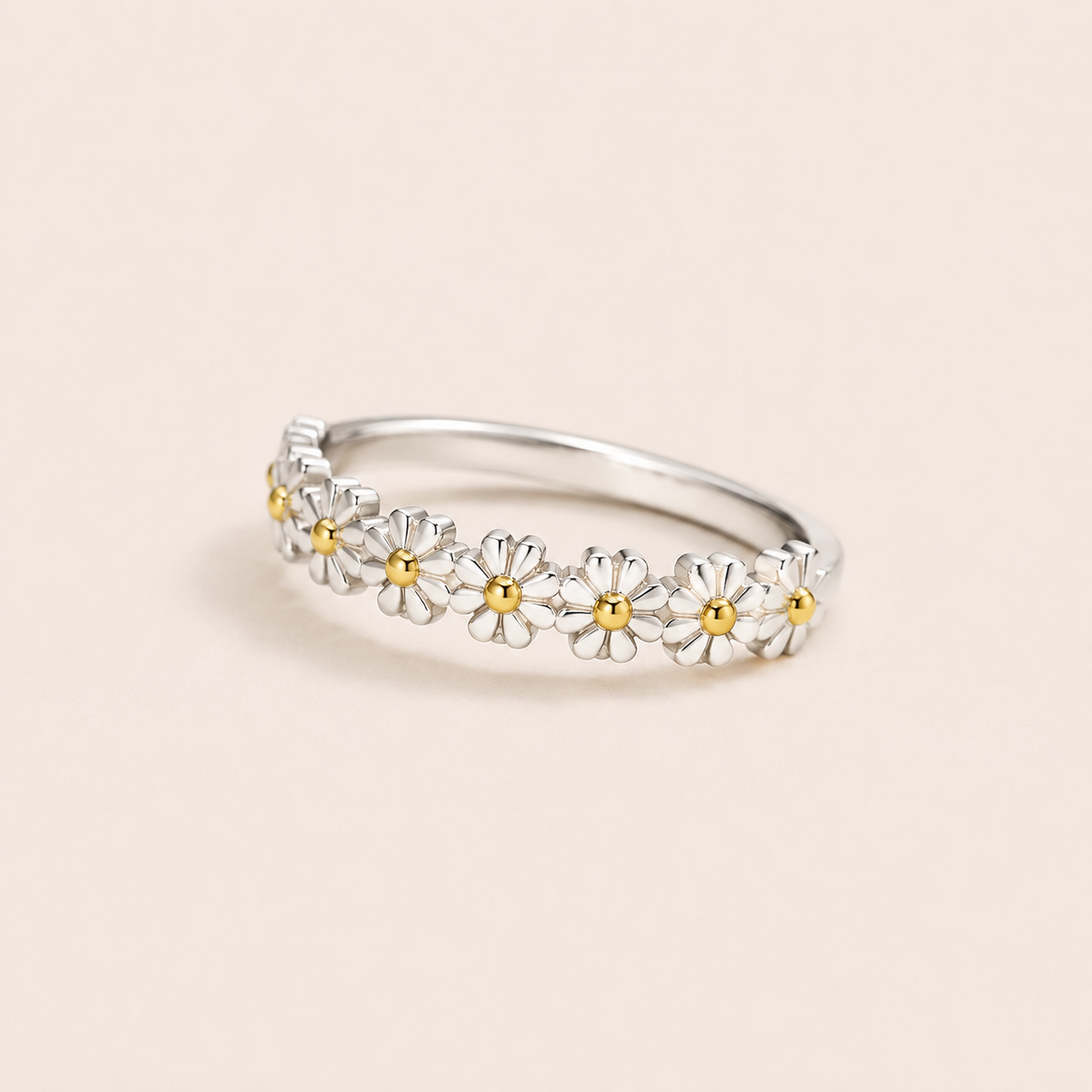 Wildflower Ring - S925 silver with gold-tone flower centers - Kynd Co.