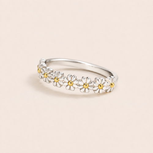 Wildflower Ring - S925 silver with gold-tone flower centers - Kynd Co.