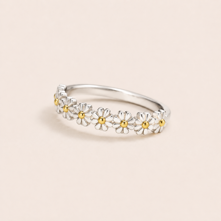Wildflower Ring - S925 silver with gold-tone flower centers - Kynd Co.