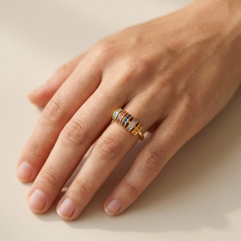 Colorful Spinning Ring - S925 sterling silver jewelry - Kynd Co.