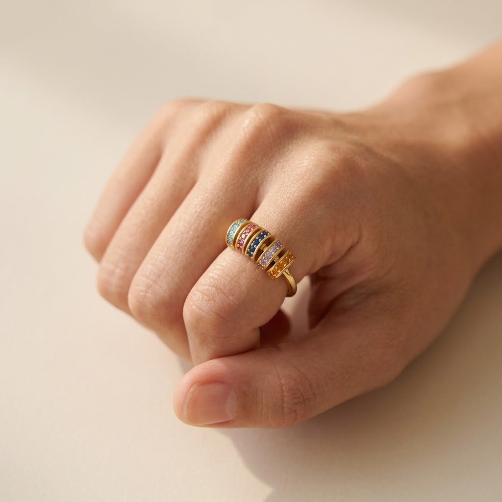 Colorful Spinning Ring - S925 sterling silver jewelry - Kynd Co.