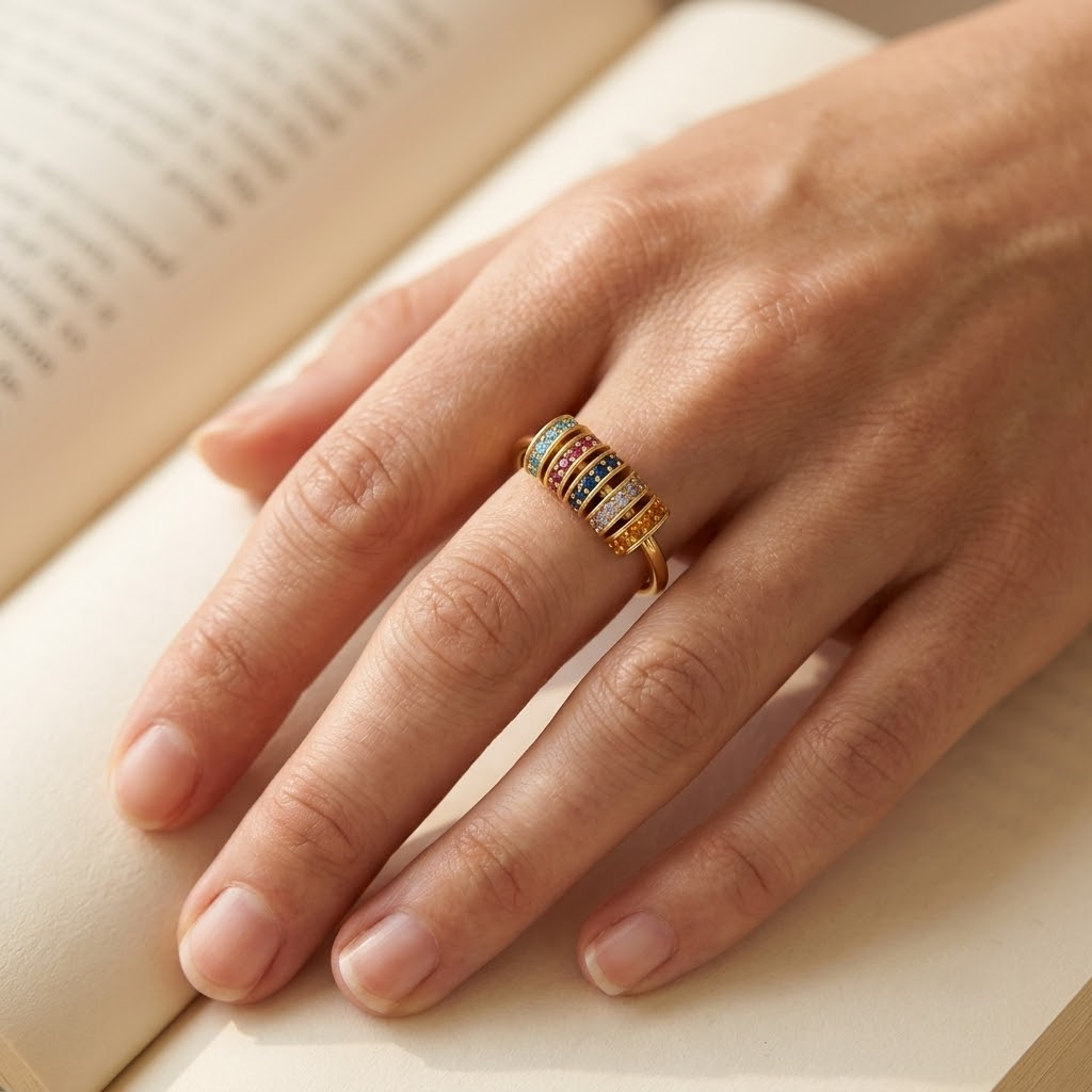 Colorful Spinning Ring - S925 sterling silver jewelry - Kynd Co.
