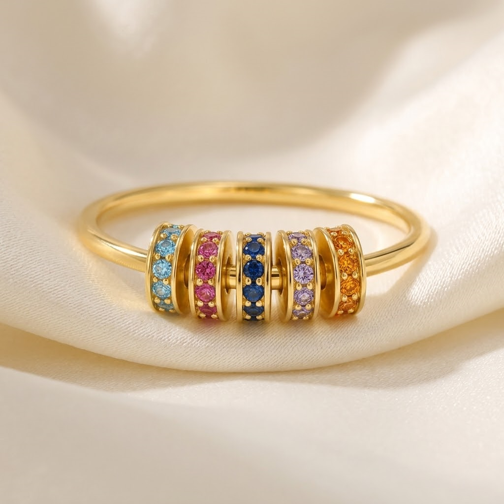 Colorful Spinning Ring - S925 sterling silver jewelry - Kynd Co.