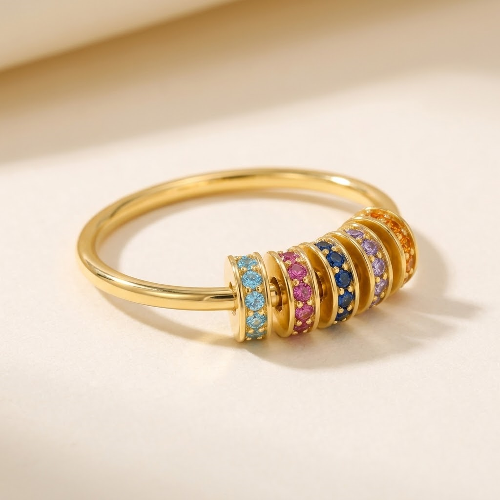 Colorful Spinning Ring - S925 sterling silver jewelry - Kynd Co.