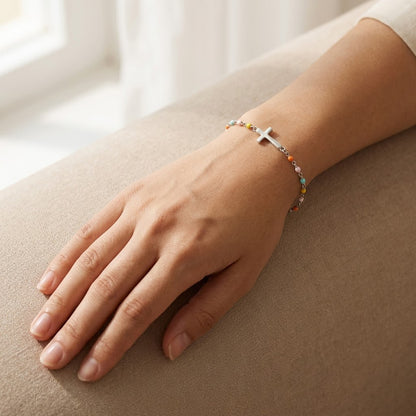 Cross Bracelet shown on wrist - Kynd Co.