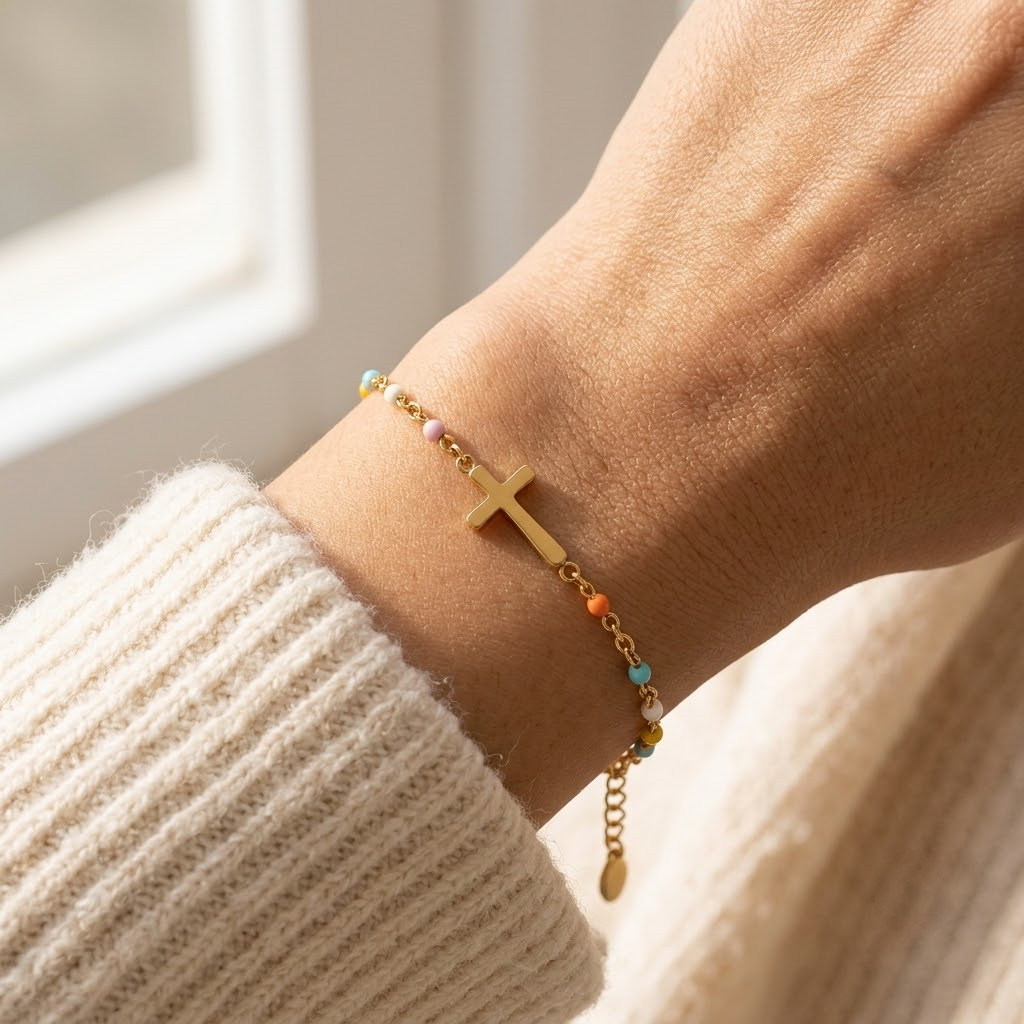 Cross Bracelet - sterling silver cross bracelet - Kynd Co.