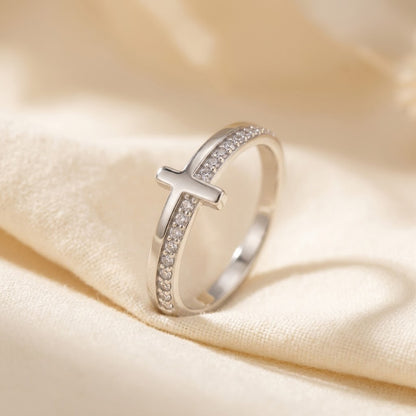 Double Band Cross Ring worn on hand - Kynd Co.