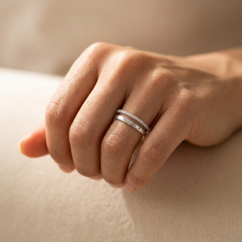 Double Eternity Ring worn on hand - Kynd Co.