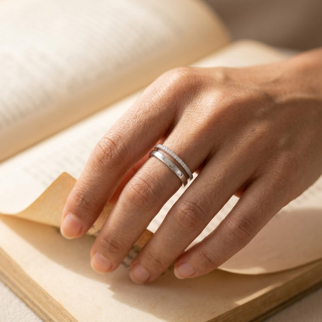 Double Eternity Ring worn on hand - Kynd Co.