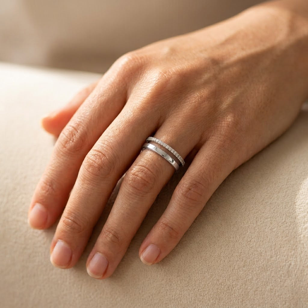Double Eternity Ring worn on hand - Kynd Co.