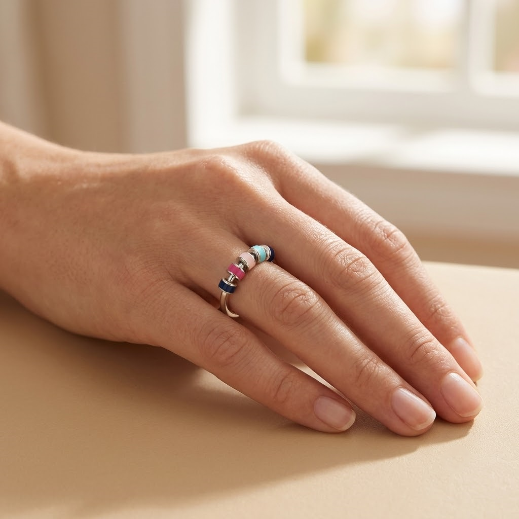 Enamel Spinner Ring - S925 sterling silver jewelry - Kynd Co.