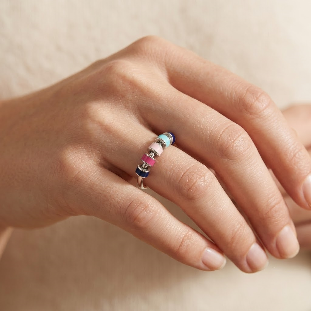 Enamel Spinner Ring - S925 sterling silver jewelry - Kynd Co.