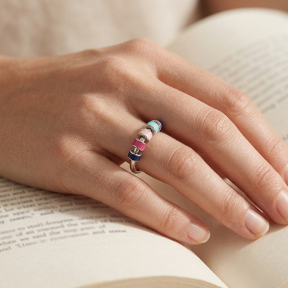 Enamel Spinner Ring - S925 sterling silver jewelry - Kynd Co.
