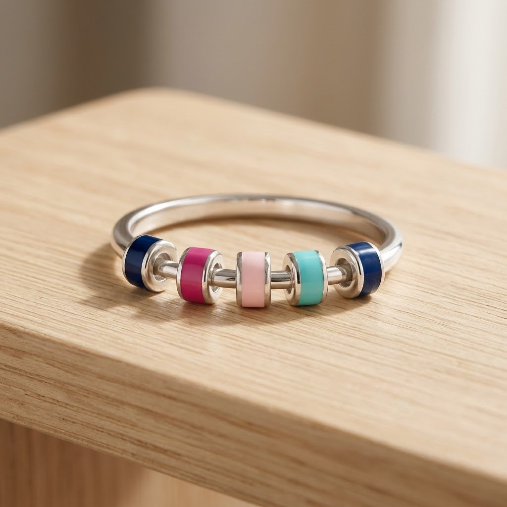 Enamel Spinner Ring - S925 sterling silver jewelry - Kynd Co.