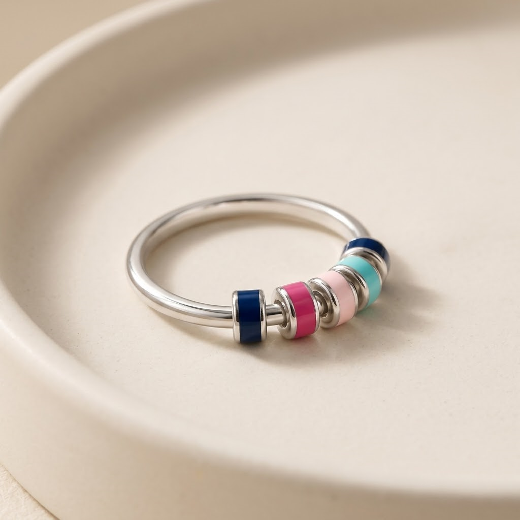 Enamel Spinner Ring - S925 sterling silver jewelry - Kynd Co.