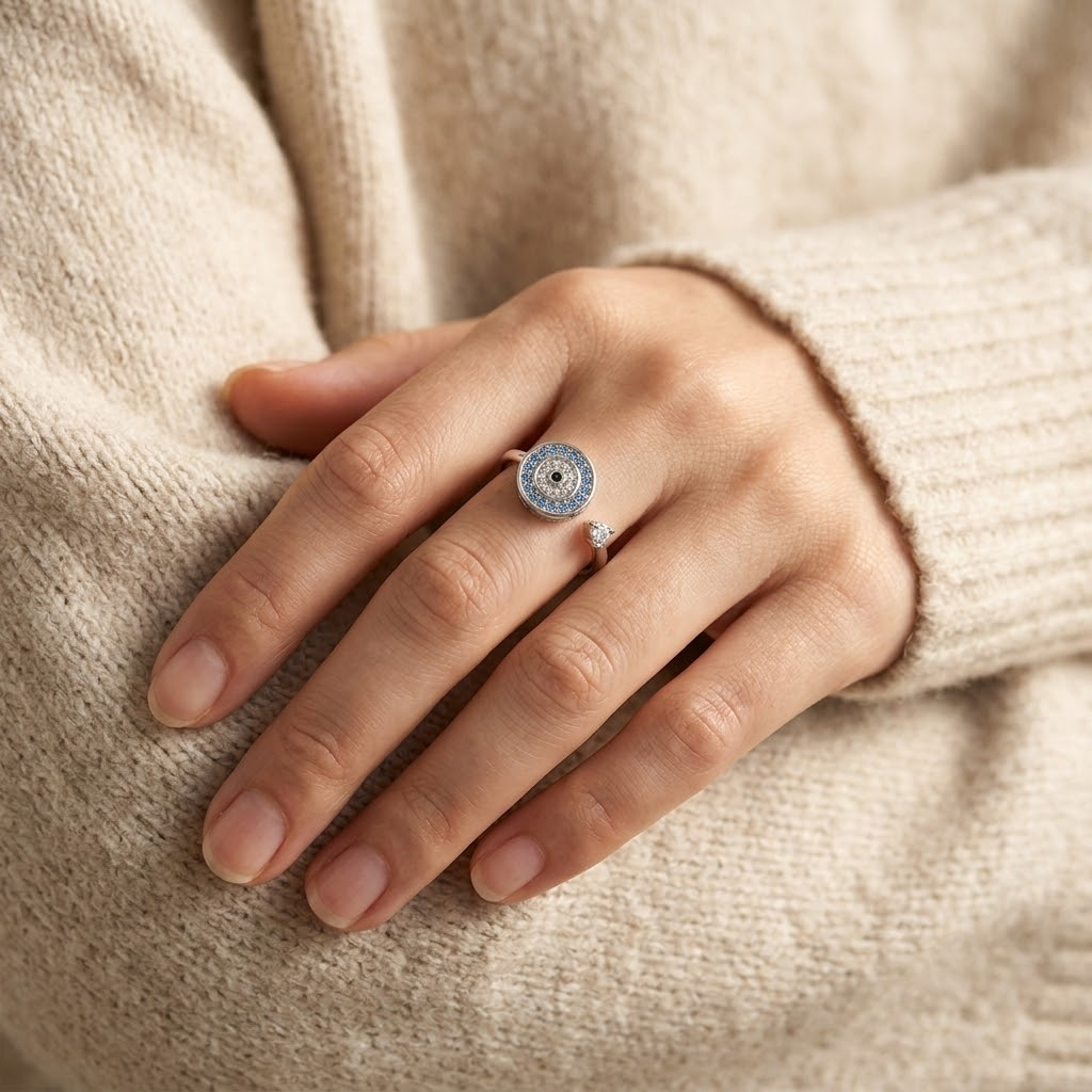Evil Eye Ring - sterling silver evil eye ring - Kynd Co.