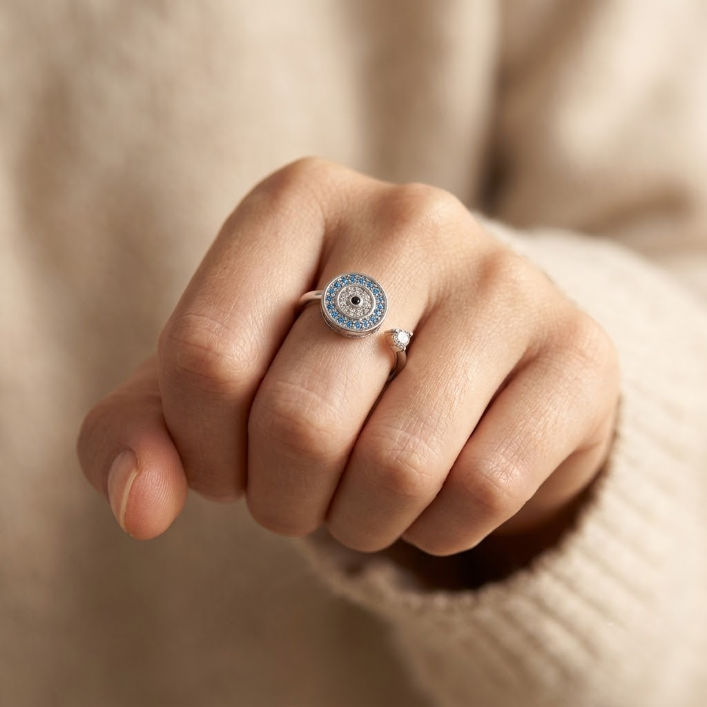 Evil Eye Ring - sterling silver evil eye ring - Kynd Co.