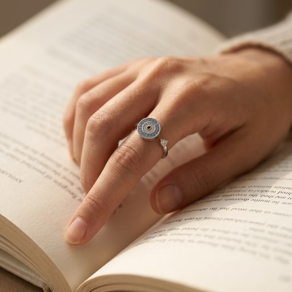 Evil Eye Ring - sterling silver evil eye ring - Kynd Co.