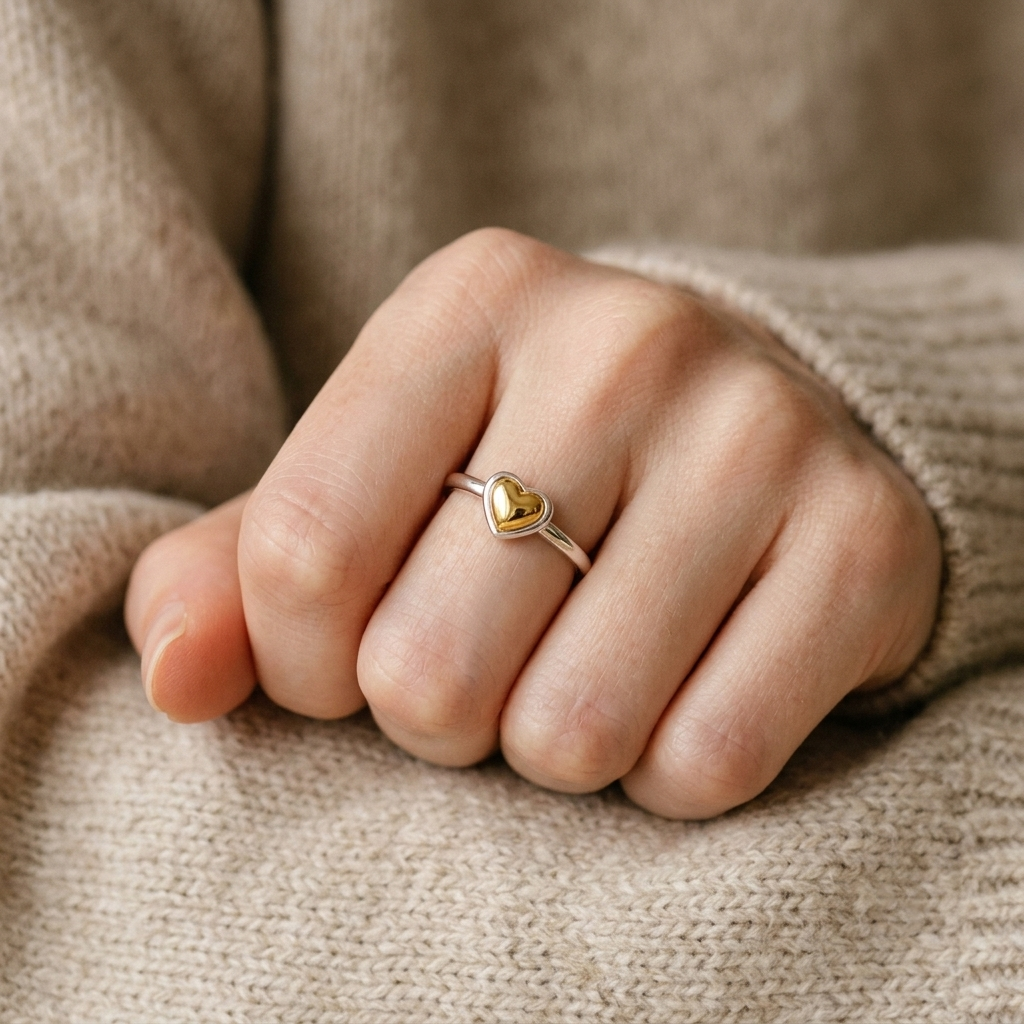Golden Heart Ring - S925 sterling silver jewelry - Kynd Co.