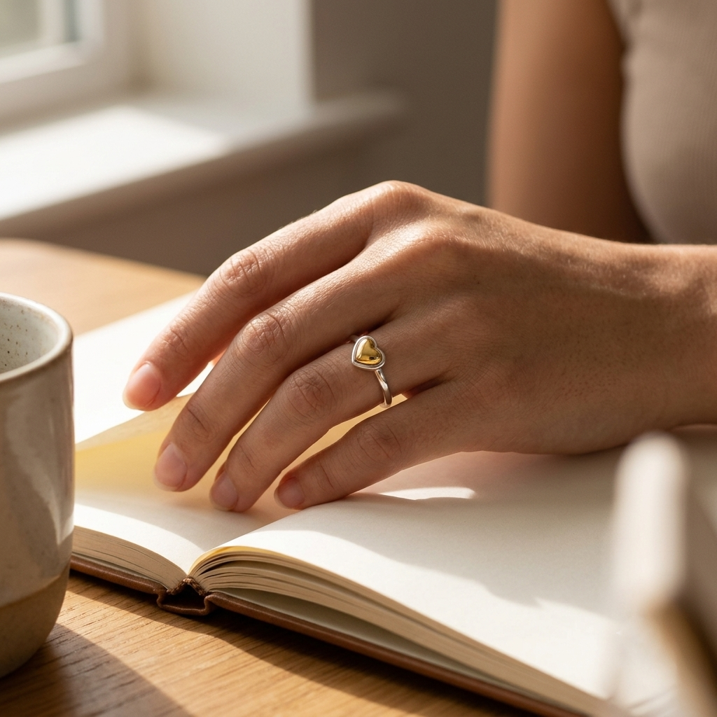 Golden Heart Ring - S925 sterling silver jewelry - Kynd Co.