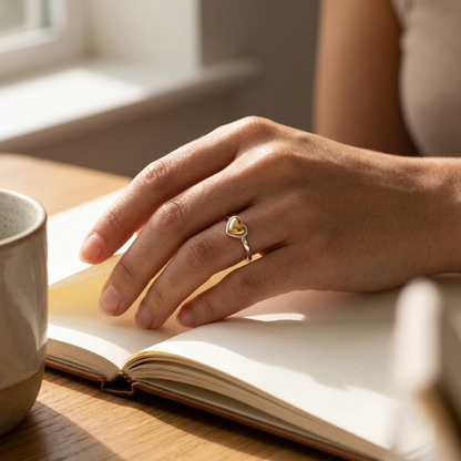 Golden Heart Ring - S925 sterling silver jewelry - Kynd Co.