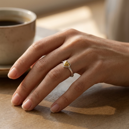 Golden Heart Ring - S925 sterling silver jewelry - Kynd Co.