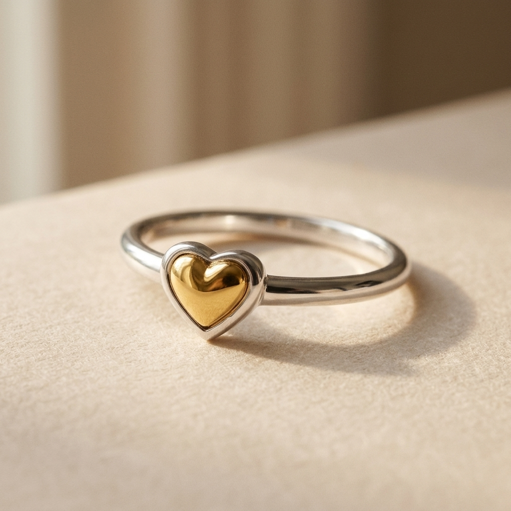 Golden Heart Ring - S925 sterling silver jewelry - Kynd Co.