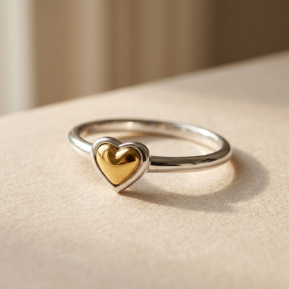 Golden Heart Ring - S925 sterling silver jewelry - Kynd Co.