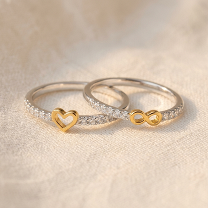 Infinity Heart Ring Set - S925 sterling silver jewelry - Kynd Co.
