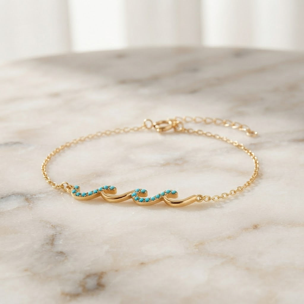 Wave Bracelet shown on wrist - Kynd Co.