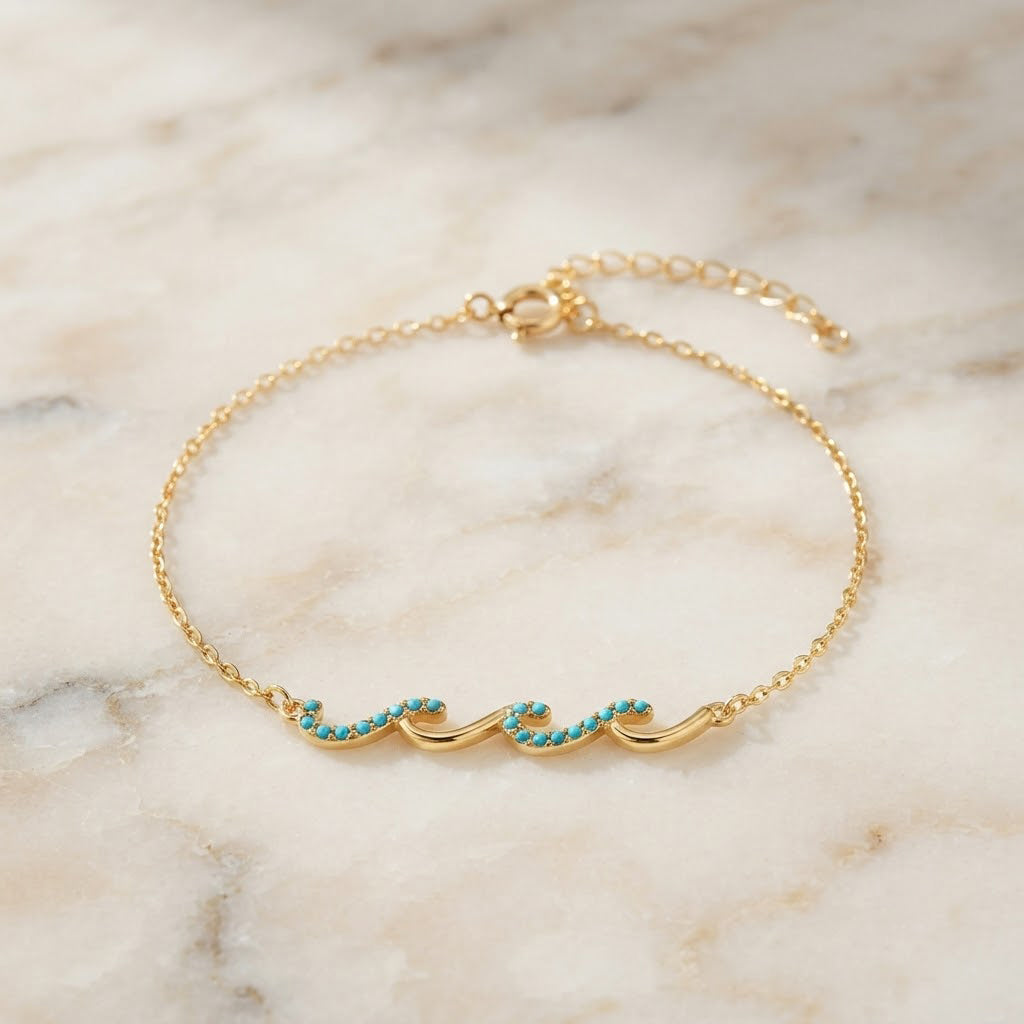 Wave Bracelet shown on wrist - Kynd Co.