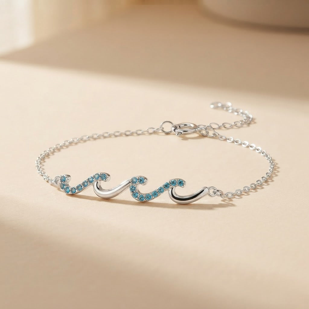 Wave Bracelet shown on wrist - Kynd Co.