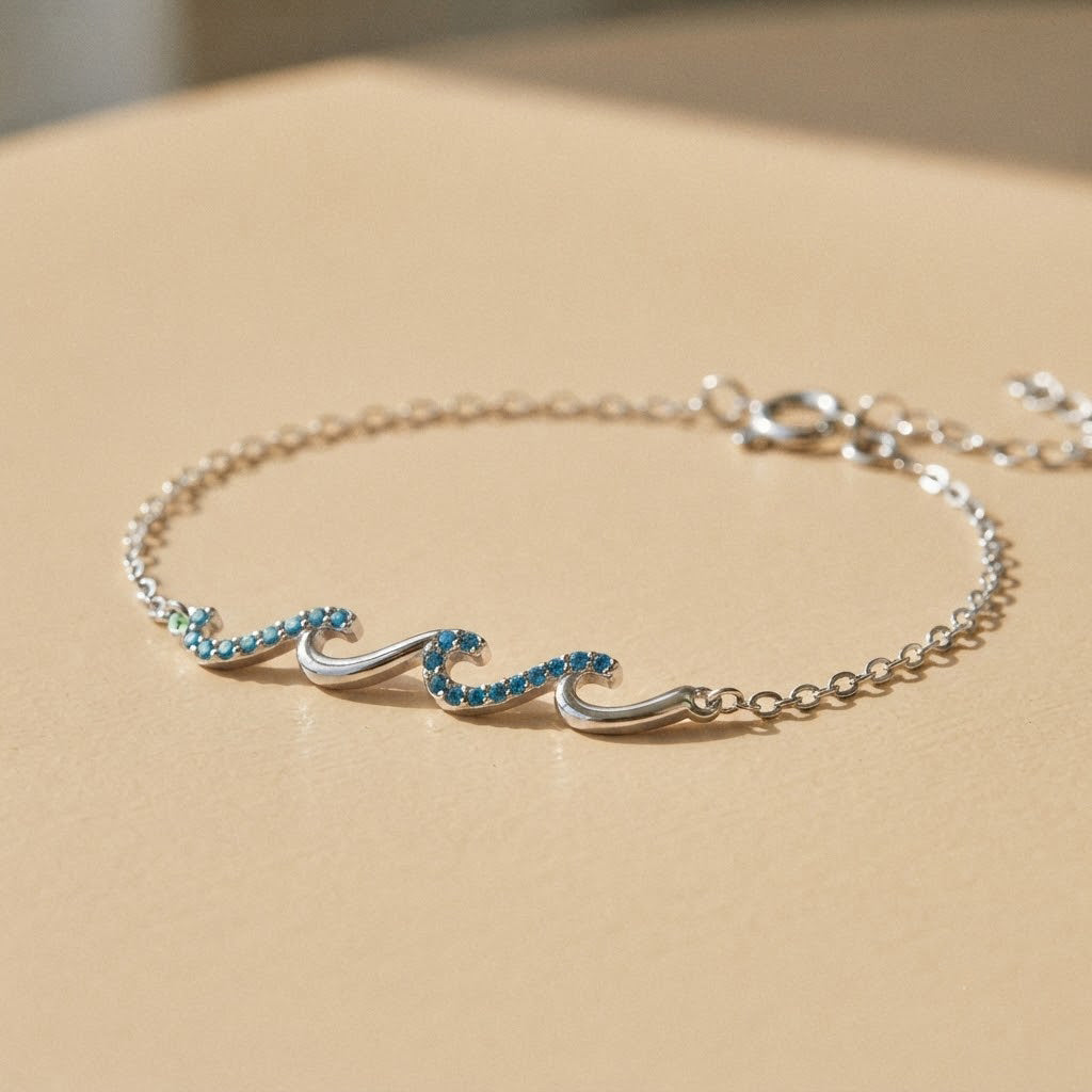 Wave Bracelet shown on wrist - Kynd Co.