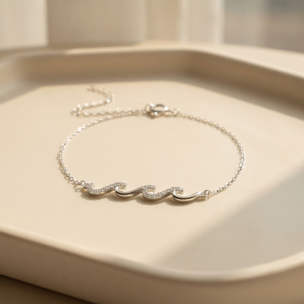 Wave Bracelet shown on wrist - Kynd Co.