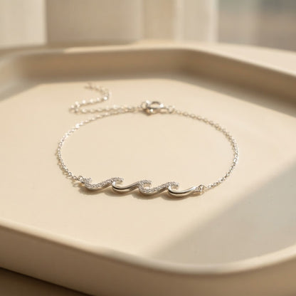 Wave Bracelet shown on wrist - Kynd Co.