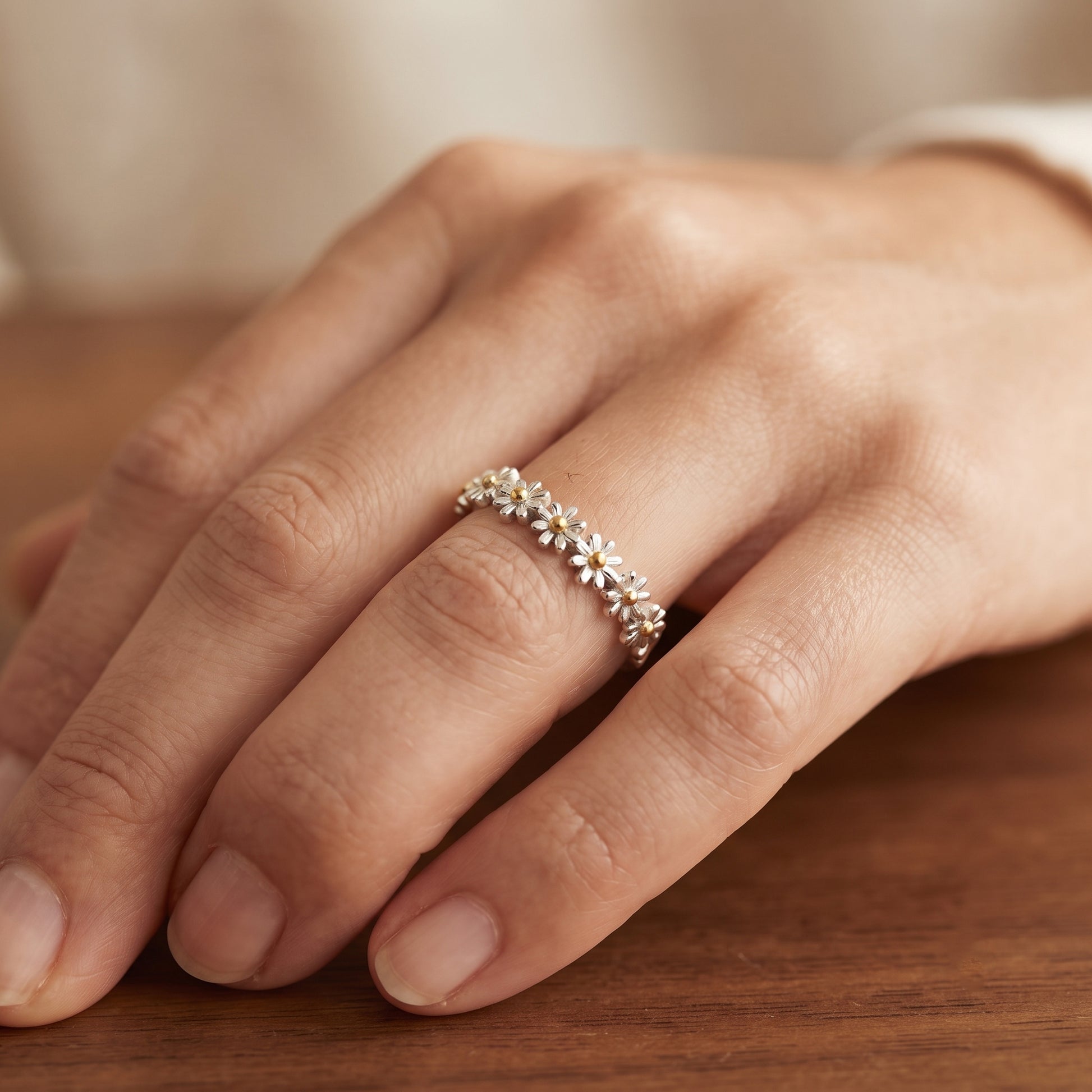 Wildflower Ring worn on hand - Kynd Co.