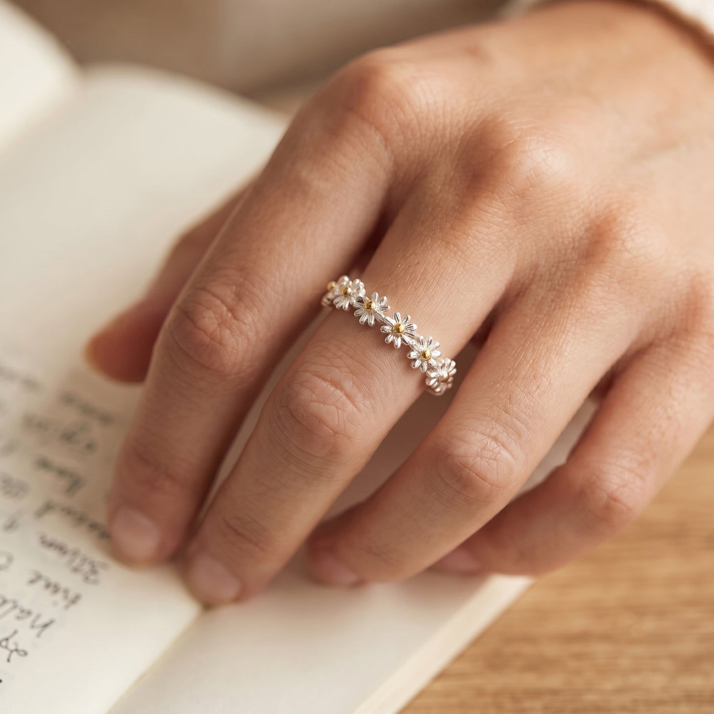 Wildflower Ring worn on hand - Kynd Co.